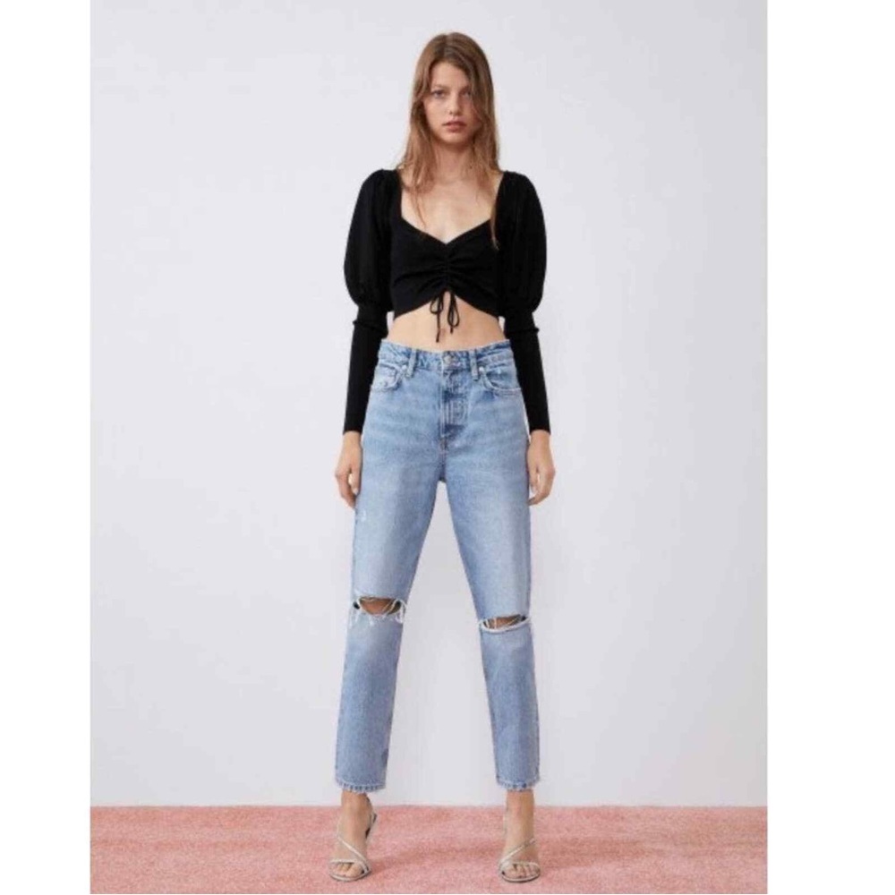 Zara ripped high waisted mom jean